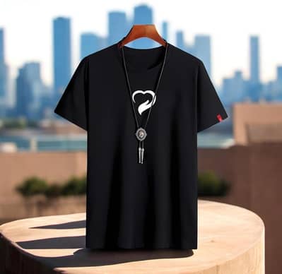 “Men Black Printed Cotton T-Shirt Round Neck XL to S”