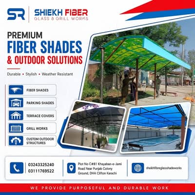 Fiberglass shades | fiber shade | Car parking shade | Canopy Shade