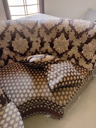 wooden sofa with table