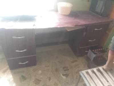 glass table and wooden computer table full size