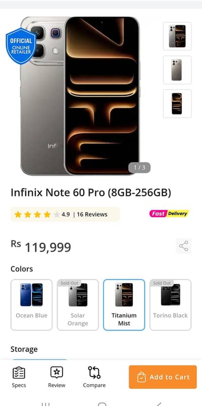 infinix note 60 pro (titanium mist)