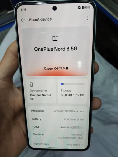 One Plus Nord 3 5G Ram 16 gb Rom 512 gb PTA Approved