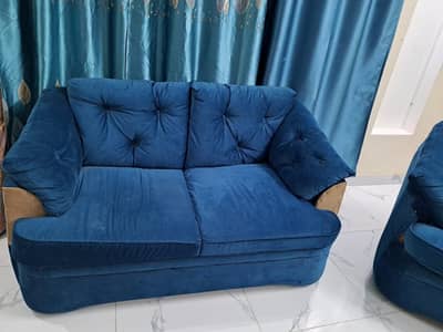7 seater zinc blue heavy sheesham wood sofa set
