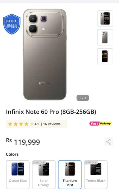 infinix not 60 pro 16/256 11 month warranty