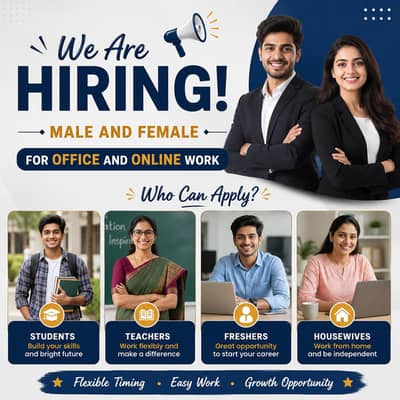 We are hiring Male and Female for work