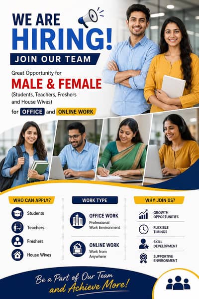 Hiring male and female on urgent bases