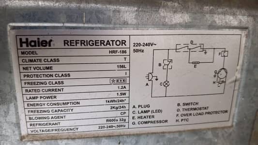 Haier Refrigerator HRF-186EBS (156L) Silver Metel Good Condition