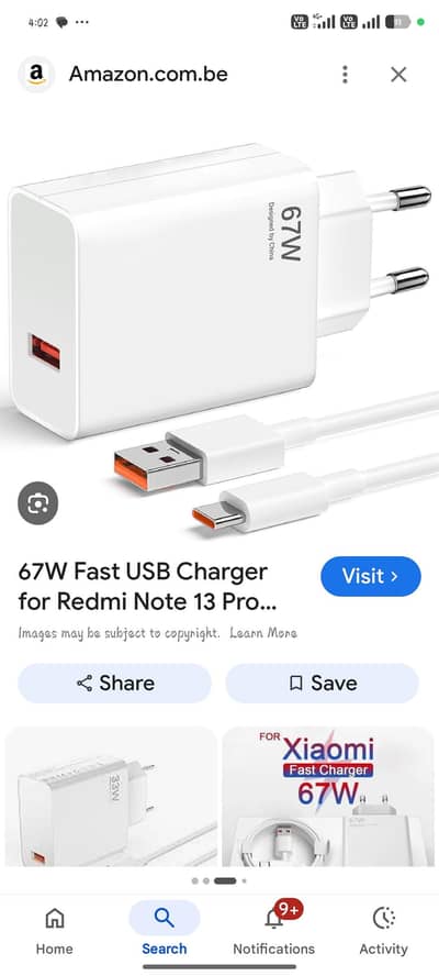 67 Watt redmi note 13 pro k original charger hai 67 Watt