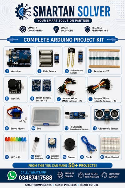 Complete Arduino UNO Starter Kit | 50+ Projects | Sensors & Component