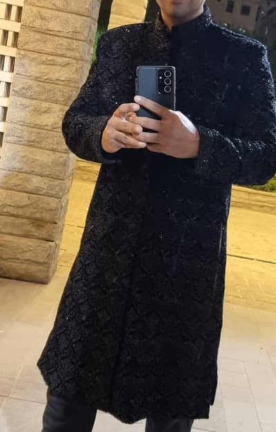 Mens Black Sherwani