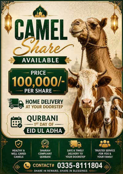 CAMEL SHARE AVAILABLE WITH HOME DELIVERY.