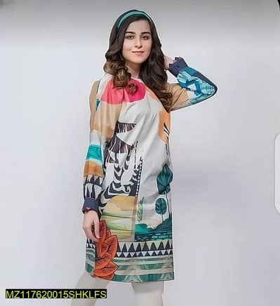 multicolor printed swiss lawn shirt for women