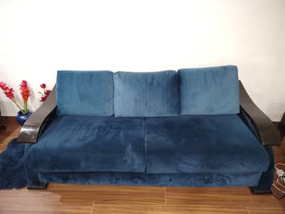 9 Seater Blue Velvet Solid Wood Sofa Set 9/10