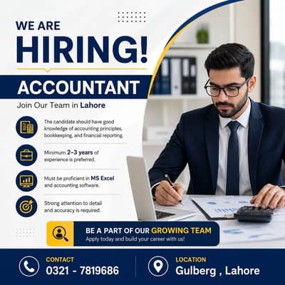 Accountant Required || Male Jobs (Jobs in Lahore) Office Work