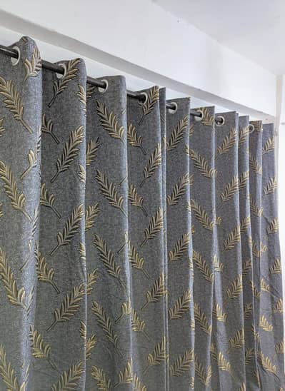 Luxury Grey Jacquard Printed Curtains | Stylish Home Decor | Easy Wash