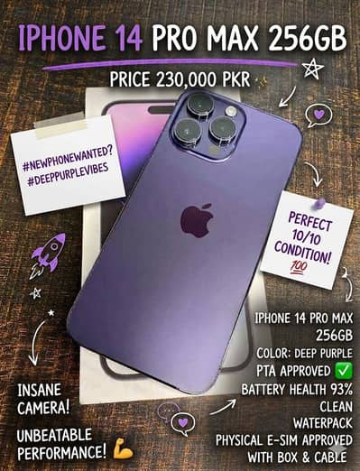 Iphone 14 pro  Max 256 Pta Approved