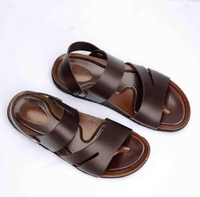 Men Brown synthetic leather Hoop sandals