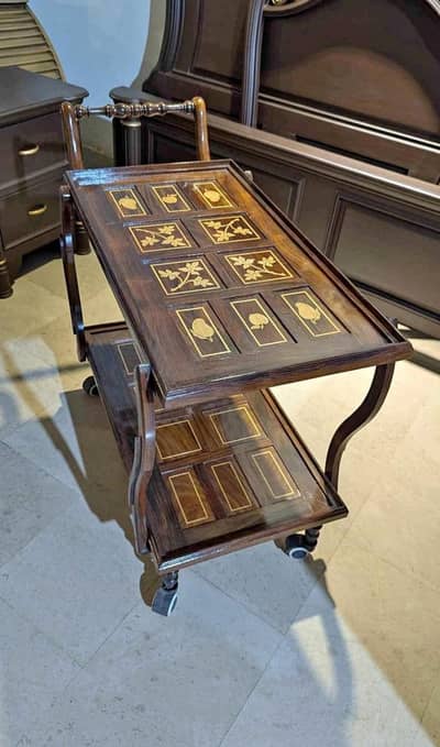 wooden tea trolley