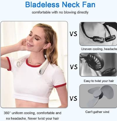 Rechargeable Neck Fan white bladeless cooling
