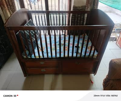 WOODEN BABY COT (KIDS BED) WITH DRAWERS