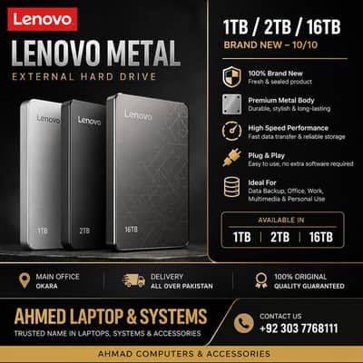Lenovo Metal USB 1TB/2TB/Lenovo Metal 16TB Brand New - 10/10