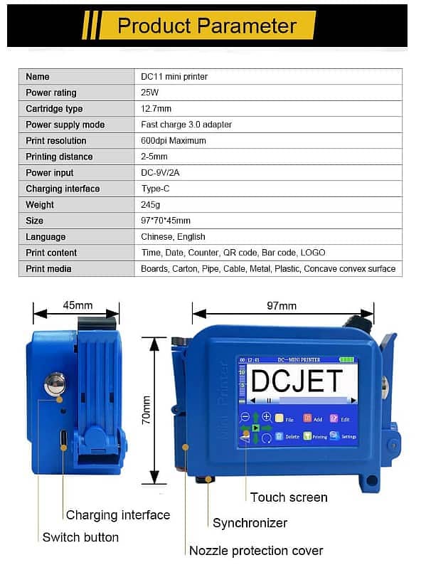Mini expiry date and batch code printers |Smart Printer| Handheld 8