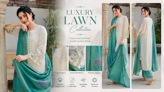 Elegant 3PC Embroidered Dhanak Suit White Blue | Pashmina Dupatta