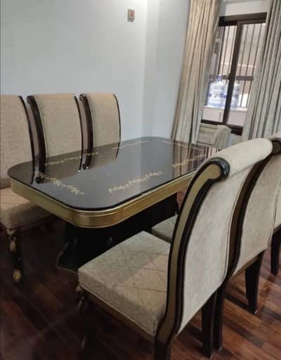 Dining table with six chairs