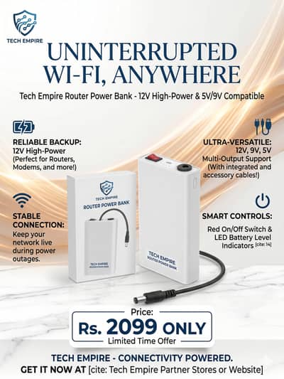 Wifi Power Bank  Mini UPS for Wi-Fi Routers – 12V High-Power Backup