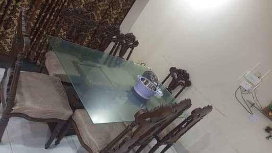  8 Seater Luxury Dining Table Set | Glass Top| elegant design|