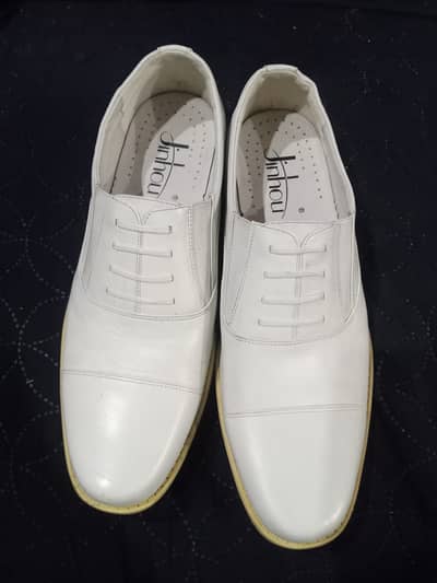 White leather formal shoes