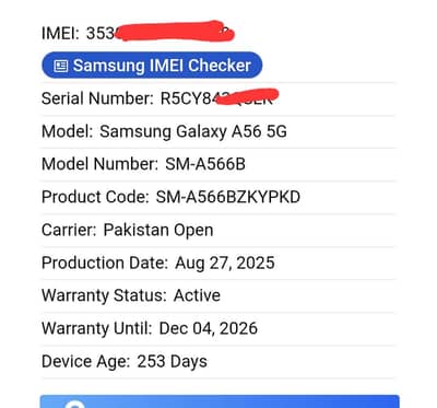 samsung a56 12 gb ram 256 memory
