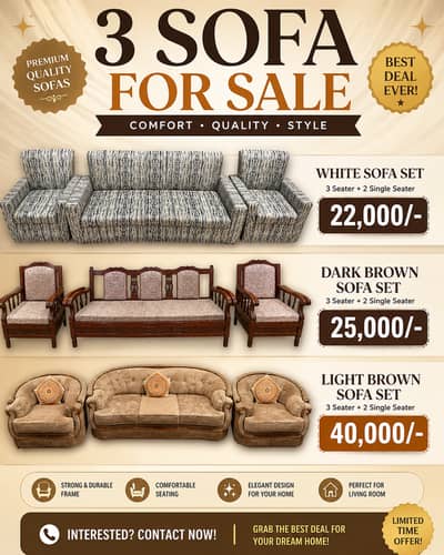 Sofa Set - 2 3 Seater Sofa - Wooden Sofa - Luxury Sofa - Sofa For Sale
