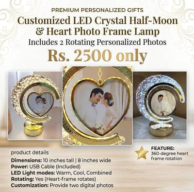 Customize LED Moon & heart photo Lamp