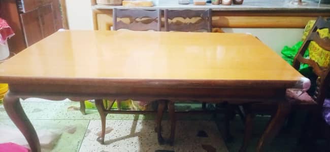 wood dining table used condition is for sale