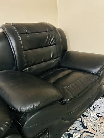 7 seater black leather sofa set