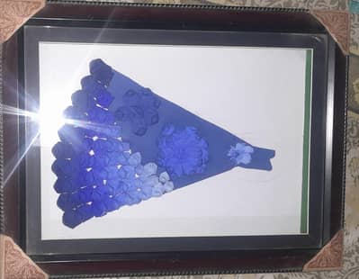 Unique 3D Framed Art – Hand-Painted Pine Cone "Blue Petal" Dress