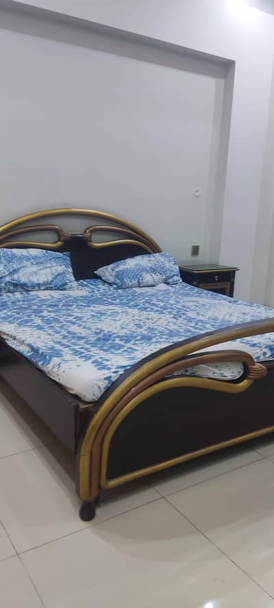 wooden Bed with Mattress plus dressing table plus site table