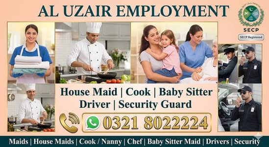 Maids / House Maids / cook / House chef / Baby Sitter maid available