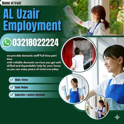 Maids / House Maids / cook / House chef / Baby Sitter maid available