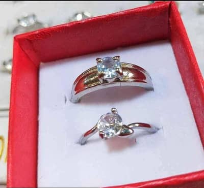 Adjustable Zicroon Couple Ring Silver Tones Rust proof i