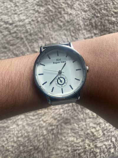 Stainless steel silver luxury watch for boys + men