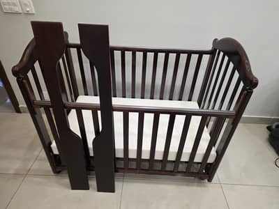 Baby Cot | Slidable-side | Convertable to bed | With Mattress