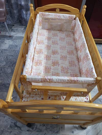 2 in 1 Wooden baby cot and swing