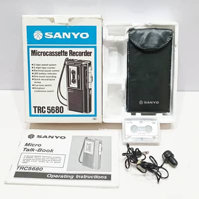 1980s Sanyo TRC-5680 Metallic Talk-Book MicroCassette Recorder