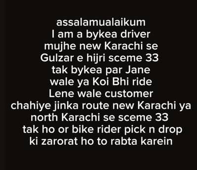 bike rider ki need ho to contact Karein