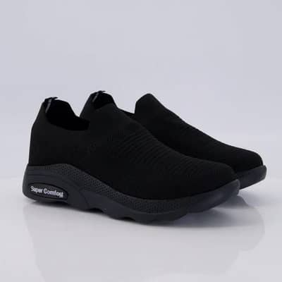 Men's Black Jersey Knit Casual Sneakers