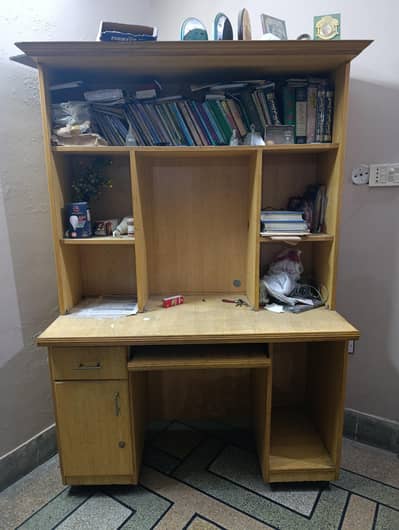 Computer and book cabinet with table