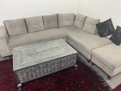 Used L shape sofa with table