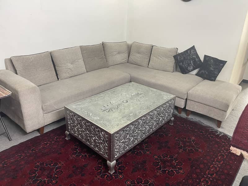 Used L shape sofa with table 1